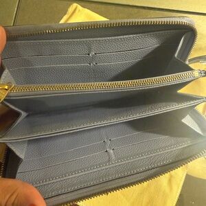 Blue Leather Zip Wallet